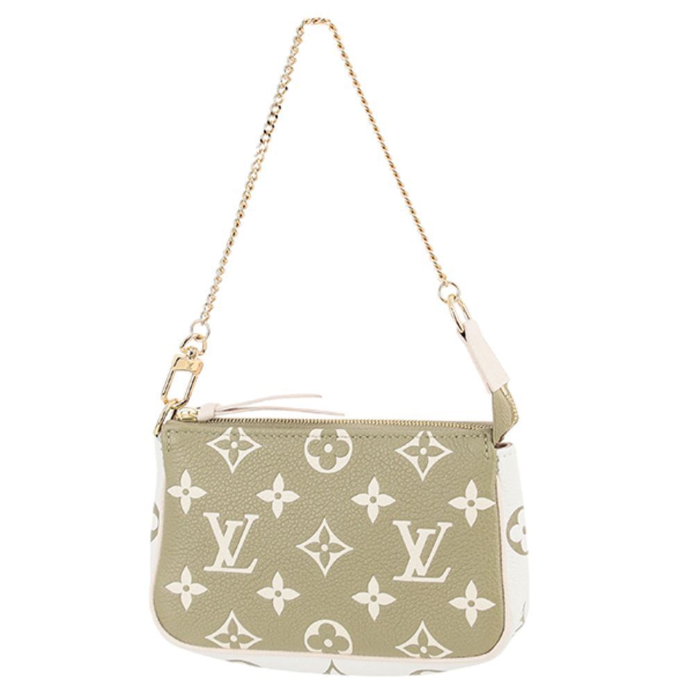 Mini Pochette Accessories Monogram Emplant Leather Khaki Green White